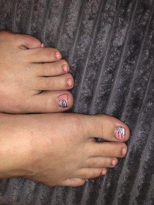 Final results of my pedicure, excuse my ugly feet. Best purchase and experience I've ever had!!