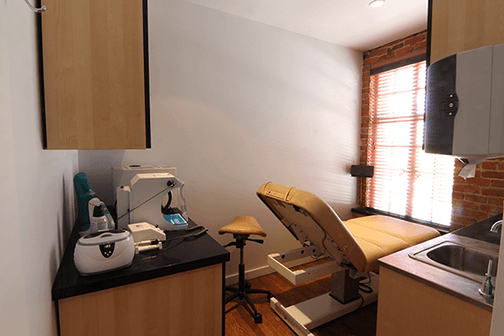 This is the second treatment room, which is also houses the small lab and sterilizer.