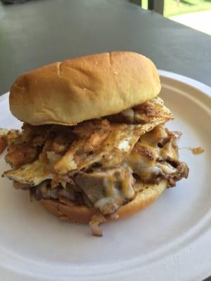 Breakfast sandwich on a brioche toasted bun?! So decadent I wanted to grab two.