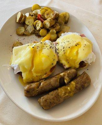 Eggs Benedict with Sausage.