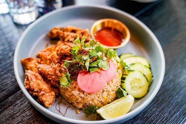 Fried Rice with mom's fried chicken