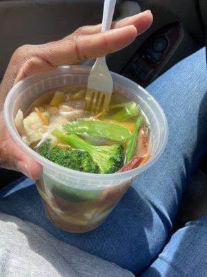 Won ton Soup with chicken and vegetables, omg it was soo good!