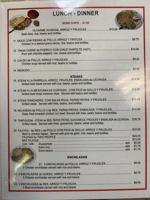 Current menu