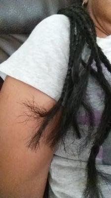 This is how she left the end of my braids... I paid $65 for this smh. While the owner is on vacation.