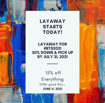 Entire Store 15% off until June 11, 2021!