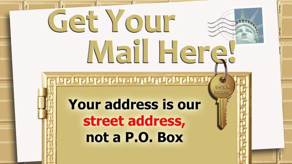 Your address is our street address and suite #; not like post office mail box. (P.O Box).