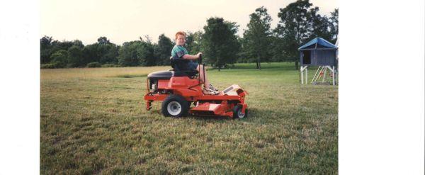 We've been doing this mower thing a long time... don't tell Kevin this picture is on here!  :)