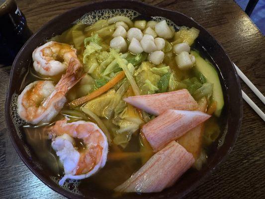 Seafood Udon Noodles Curry Soup