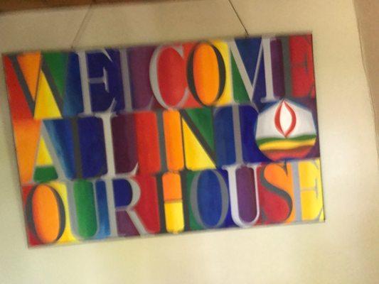 Welcome painting in foyer