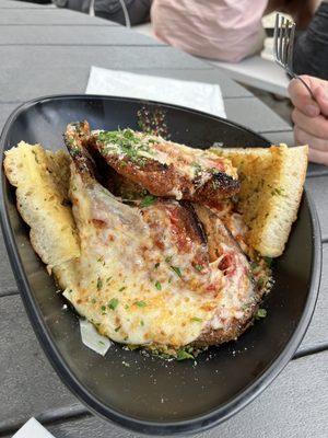 Eggplant & chicken Parmesan with linguine