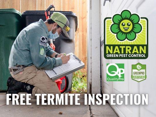 We offer free termite inspections!  All inspections are done by a GreenPro and QualityPro certified inspector.