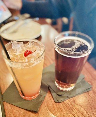 Drinks: Shiner Bock Draft for hubby and a Postmaster Hurricane for me