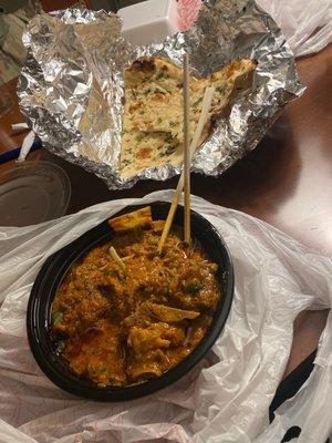 19. Goat Karahi Garlic Naan (half ate by me)