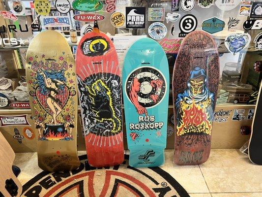 Just a few of the Classic Reissued skate deck we have on hand for sale