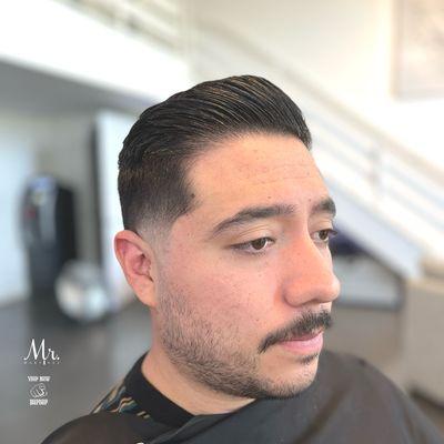 Shear cut styled with uppercut deluxe