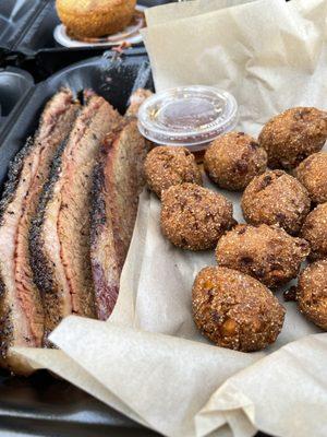 Brisket and hush puppies