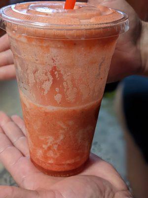 Strawberry pineapple smoothie with oj