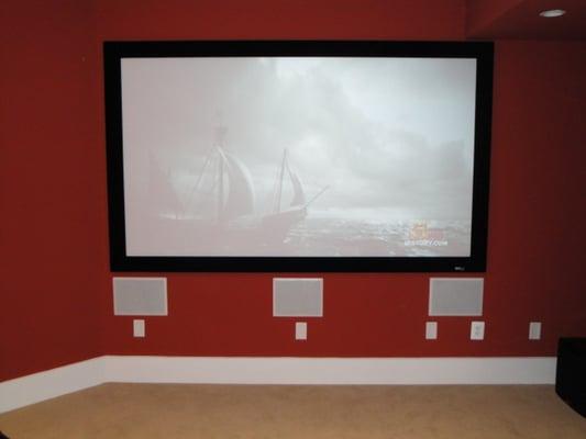 Draper Onyx 106" screen with Canton inwall speakers