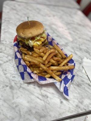 Triple Challenge Burger With Fries