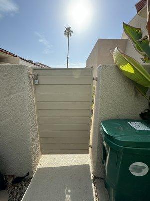 Gate before repair that I couldn't even open. Nor lock.