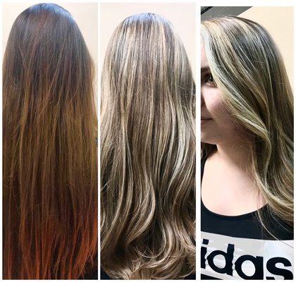 Ombré balayage using bond OLAPLEX for healthy results