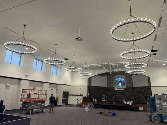 New chandeliers for a church in Apex NC