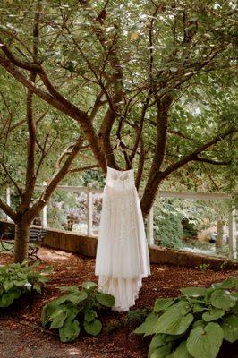 Detail photo from our wedding photographer of my wedding dress