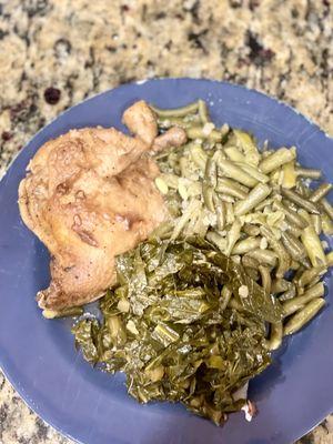 Baked Chicken Collard Greens String Beans