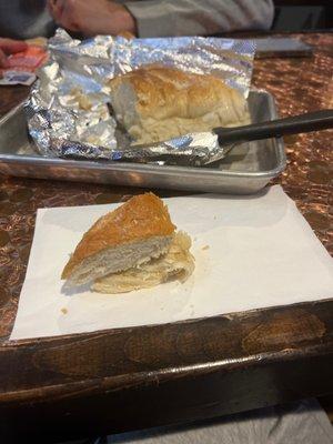 bread no appetizer plates, was left to use a napkin as a plate