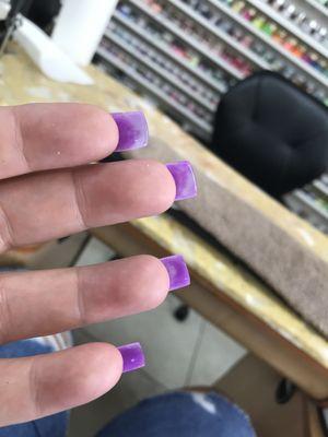 You can see right through my fingernails where there was no powder! You can also see how thin they were it felt like I had press ons