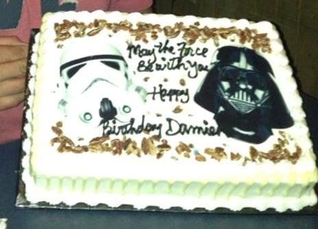 Star Wars edible pictures on carrot cake! This one was delish!