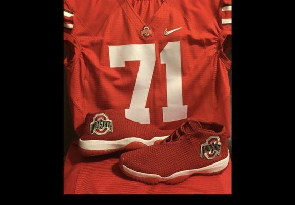 These are a pair of Air Jordan futures they put in Ohio State patch on for me