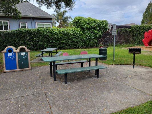 Picnic tables and BBQ