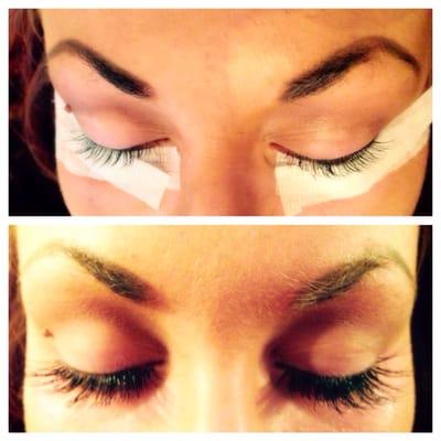 Before and after eyelash extensions