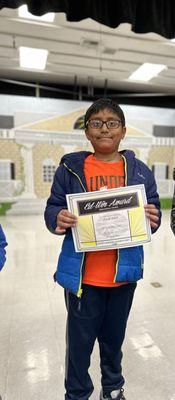 Student awarded at Edwin Rhodes elementary. Thanks to U.S. Best Tutors