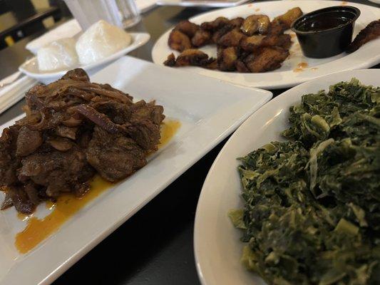 Greens and Goat Dry Fry