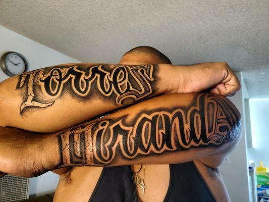 Freehanded last names on arms!!
House calls only!!