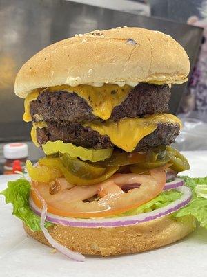 Double cheeseburger raw onions sorry guys onion lover!!