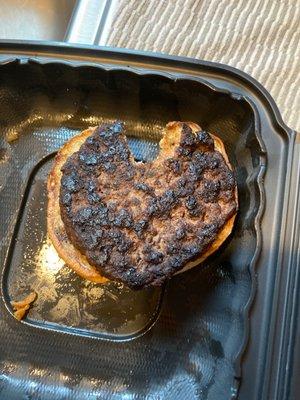 Take out burger. Burnt on both sides!