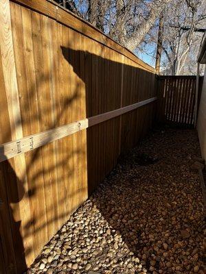 Backer rails added for extra support on our fence.