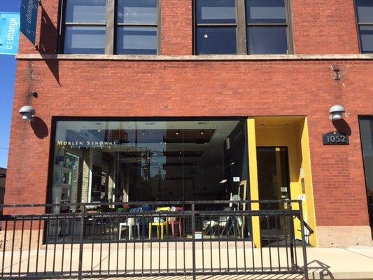 Storefront at the corner of Fulton Market and Aberdeen. Yellow tile can't be missed!