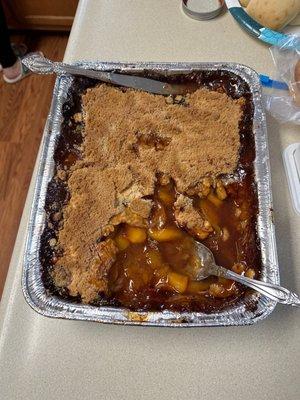 Pan of Peach Cobbler