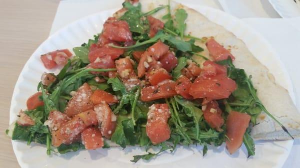 Bruschetta pizza (arugula and tomato and garlic)