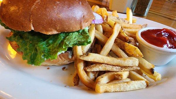 Burger and disgustingly stale fries