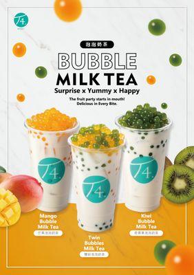 New toppings for spring 2023! Popping boba family added mango bubble and kiwi bubble