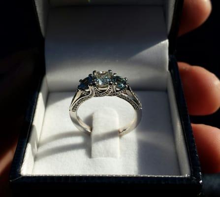 My fiancé loves everything about this ring. Thanks Ellie!