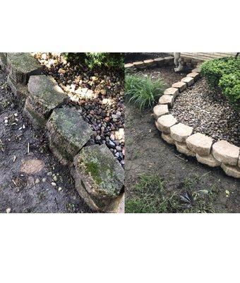 Pressure washing landscaping stones