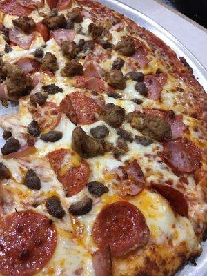 This meat lovers pizza definitely does not skimp on the meat