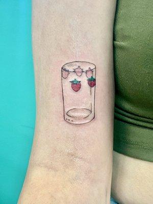 Strawberry glass tattoo