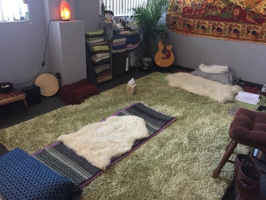 Set up for a private Kundalini Yoga class